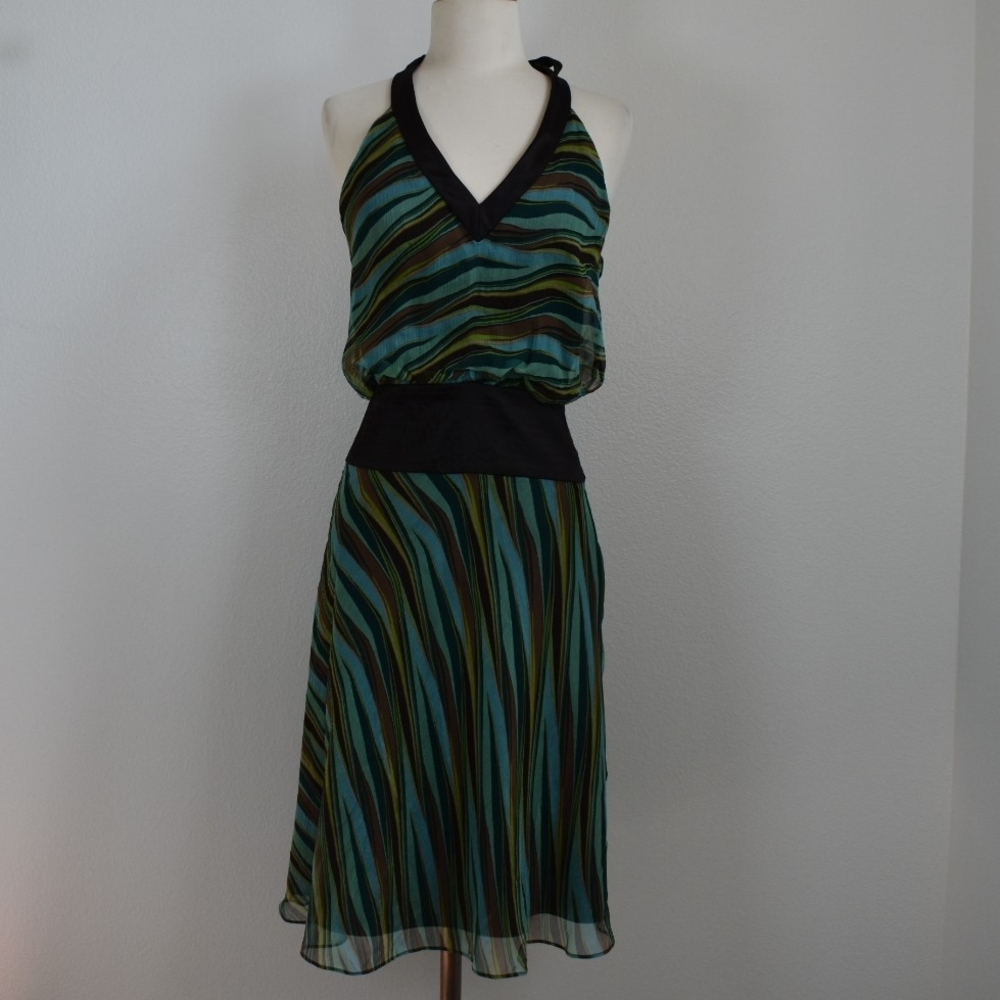 Laundry By Shelli Segal Y2K Silk Halter Dress - Picture 2 of 7